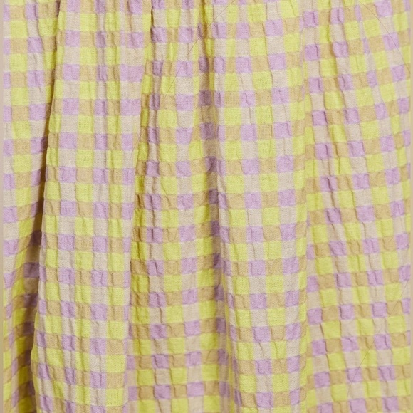 Topshop Seersucker Checker Print Midi Wrap Dress in Purple & Yellow Size 8 NWT - Picture 2 of 10